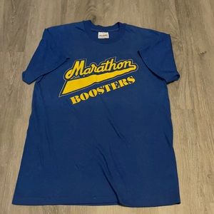 Fun vibrant Marathon Boosters vintage single stitch cursive tee